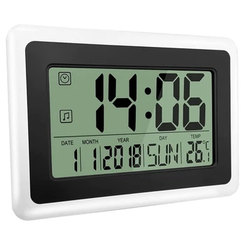 1 Tükk Suur Äratuskell LCD Ekraan Äratuskell Kalender & Temperatuuri eriti Suurt Numbrit Lihtne Lugeda Ja Seada