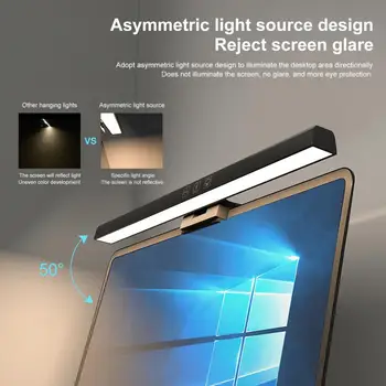 Kolme-värv Dimm Eye-Hooldus LED laualamp Arvuti PC Ekraanile Rippuvad Valgus LED Lugemise USB Powered Lamp