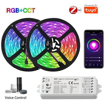 Tuya Zigbee RGB+CCT Led Riba 12V 5050 RGBCW Paindlik Juhitava Valguse Kaunistada TV Smart Elu APP hääljuhtimine jaoks Alexa Google