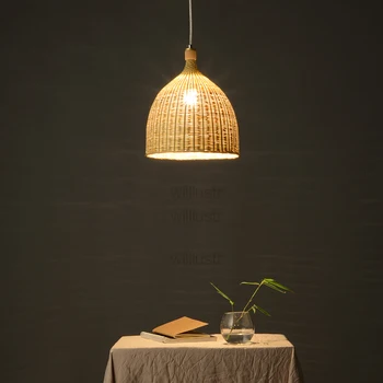Willlustr bambusest ripats lamp dinning elutuba korvi hall hotel restoran riputada valgustus vedrustusega kerge käsitöö wicker