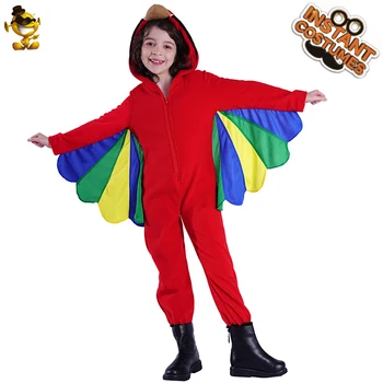 Tüdruku Punane Loomade Papagoi Kombekas Rolli Mängivad Lapsed Halloween Kostüüm Pool Lapse Papagoi Kostüüm Kleit